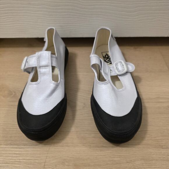 Vans Black White Shimmery Canvas Classic Mary Jane T-Strap Sneakers Size 8 - Picture 6 of 9